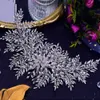 Sparkly Leaf زهرة الماس تيارا طويلة الباروك كريستال أغطية الرأس تاج حجر الراين مع مجوهرات الزفاف اكسسوارات للشعر الماس تيجان الزفاف أغطية الرأس