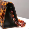 Sacchi da sera leopardo ambra ambra in resina perle donne messegner trapezoid box femmina trapella tracolla spalla da sera