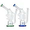 Ready To Ship 14mm Female Recycler Hookahs Water Bong Matrix Perc Hookah Unique Design Bongs Sidecar Dab Oil Rigs With Triangle Bowl WP558