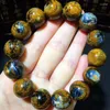 Brins de perles véritable jaune naturel feu Pietersite charme perles rondes puissant Reiki Bracelet femmes hommes 16mm certificat Trum22