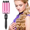 3 Barrel Curling Iron Wand Dual Voltage Hair Crimper with LCD Display Ceramic Triple Barrels Temperature Adjustable Protable Hair Waver Heats Up Quickly For woman