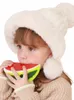Casquettes de cyclisme masques filles hiver tricoté chapeau coupe-vent Protection des oreilles chaud Plus moelleux balle mignon bébé pull
