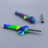 Bee Style Glow In Dark Silicone Smoking Pipes Mini Tobacco Hand Pipe Colorful Spoon Pipe With Titanium Nail Glass Bowl Water Pipes