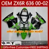 OEM Ciało dla Kawasaki Black West New Ninja ZX 636 600CC ZX-600 ZX-6R ZX636 ZX6R 00 01 02 37HC.3 ZX 600 CC 6 R ZX 6R ZX600 Cowling ZX-636 2000 2001 2002 Wtrysk Wtrysk