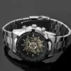 WINNER 340 Fashion Sale Winner Edelstahl Skeleton mechanische Uhr für Mann automatische Selbstaufzug Armbanduhren Männer Geschenk 220623