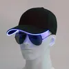 Visir Led Light Up Black Baseball Hat For Woman Men Summer Outdoor Night Run Safe Fluorescerande hattar Man Lysande Cap Party Rekvisita