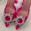 Designer-fashion luxurious designer Sandals Blue Crystal Goblet Heel Sandal Women Pointed Toe Jeweled Sunflower Buckle Transparent PVC Party