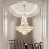 다이아몬드 크리스탈 샹들리에 고급 서스펜션 LED 램프 크롬/골드 라이트 섀시 장식 빌라 계단 거실 로비 펜던트 램프