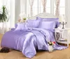 4pcs Luxury Silk Bedding Set Satin Queen King Size Cama Conjunto de edredom de edredom Tampa de edredão com travesseiros e lençol 1814 V2