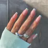 False Nails 24Pcs Middle Length Ballerina Nude Pink 2022 Design DIY Artificial French Fake With Press Glue Art Decor Prud22