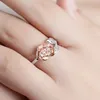 Delikatny kwiat róży liście pierścień dla kobiet damskie złote kolory pierścienie otwarte regulowane prezenty biżuterii