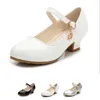 Barn flickor läderskor vit prinsessa hög klack för barn prestanda klänning student show dans sandaler 26 41 220525