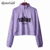 Autumn Womans dragkedja Pullover Oversize Female Loose Cotton Turtleneck Letter Sweatshirt Plus Size Size Sweatshirts Harajuku 210412