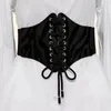 Belts Fashion Steampunk Suede Black PU Corset Cummerbunds Front Lace Up Elastic Waist Spliced Cincher Belt
