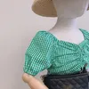 의류 세트 여자 옷 정장 2022 여름 유럽계 미국인 패션 격자 무늬 셔츠 데님 스커트 아기 어린이 어린이 세트 클로징