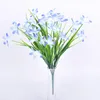 Ghirlande di fiori decorativi Bella mini pianta artificiale a 7 forchette/bouquet con erba primaverile Orchidea Narciso Decorazione della casa per la casa