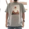 22SS ボックスレターリックルービン Tシャツ瞑想プリント夏シンプルな無地半袖ファッションカジュアル通気性男性女性カップルハイストリート Tシャツ TJMJYTX085