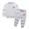2022 Spring Autumn Baby Boys Girls 2Pcs/ Sets Clothes Children Cotton Sports Jacket Pants Toddler Fashion Clothing Kids Gray Tracksuits