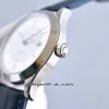 Top 39mm Data Mestre 1548530 Mens Relógio automático Dial prateado 316L Aço de aço Correia de couro azul Gents Sport Watches