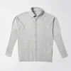 Мужские повседневные рубашки Miyake Плиссированная пиджак корейская версия Loose 2022 летние рубашки с длинными рубашками Top Top Menmen's