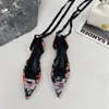 Sandals Women Pointed Toe Summer Dress Shoes Flat Heeled Ankle Strap Lace Up Casual Woman Black 40Sandals