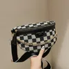 Checkerboard Plaid Pattern Fanny Packs For Women Fashionable Chain Female Waist Pack Ladies Wide Strap Crossbody Bag 220810