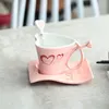 Tasses tasse en céramique créative en forme de coeur Couple service à café tasse à lait rose de style européen artisanat doré décoration de salon