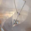 Pendant Necklaces Utimtree Delicate Top Butterfly Tassel Pendants For Women Shell Zircon Clavicle Choker Collares JewelryPendant