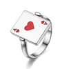 cuore Un mago Carta da gioco Anelli Colore argento Donna Uomo Accessori Anelli vintage Gioielli tibetani Hip Hop