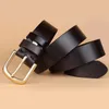 Ceintures supérieures de qualité 100% pure solide vache à vache en cuir ceinture de cuivre boucle en cuivre métalle mecle rétro accessoires en jean belts