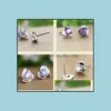 Stud Earrings Jewelry Sier Crystal L Heart For Wedding Party White And Purple Wholesale - 0009Wh Drop Delivery 2021 Jcny5