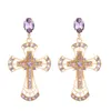 Stud Oorbellen Vintage Boho Crystal Cross -oorbellen voor vrouwen Big Long Brincos 2022 Zinklegering oorbellenstructuur