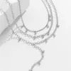 Collier Vintage multicouche en cristal à longue chaîne pour femmes et filles, pendentif gothique en strass, bijoux de poitrine sur le cou