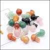 Stone Loose Beads Jewelry Random Color Mini Mushroom Plant Statue Natural Carving Aquarium Home Decoration Crystal Polishing Vip Dhz0T