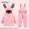 2020 Nouveau 2 Pièces Ensemble Bébé Costume D'hiver Infantile Résistant Au Froid Doudoune Dessin Animé Bébé Fille Snowsuit Veste Chaud Vêtements Pour Enfants 0-4Y J220718