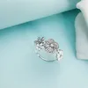 Sparkling Daisy Flower Rings 925 Sterling Siver logo white enamel Women Girls Gift Original box set for pandora Ring