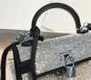 Shiny Rhinestone Boston Bag Women Diamonds Silver Small Square Shoulder Messenger Bag Female Luxury Evening Purse