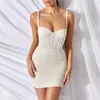 Asia Mesh Summer Dress Ruched Spaghetti Strap Party Dress Women Backless Strapless Sexy Mini Dresses Pleated Clothes Vestidos 220511