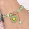 Charm Bracelets Fashion Korean Flower Daisy Bracelet Summer Colorful Beaded Handmade Elastic Wristband For Women Girls Jewelry GiftsCharm In