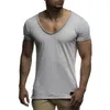 Arrivo a V Deep V Neck Short Shirt Slip Fit Uomini Singht Top Top Casual Summer Tshirt Camisetas Hombre My070 220712