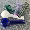 Coleção Colher Pirex Vidro Cachimbo De Tabaco Queimador De Óleo Grosso Cachimbos de Mão Tubos de Fumar Tubo de Vidro Erva Seca Queima de Unhas Roxo Verde Azul Branco Cinza Misturar Cor Atacado