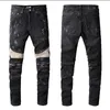 2022 Mens Jeans Hip Hop High Street Moda Retro Rasgado Dobra Costura Mens Woemns Designer Motocicleta Equitação Slim Fit Calças Casuais Marca Hole Jean # 093