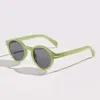 Óculos de Sol Redondo Rebite Armação Pequena Moda Coreana Feminino Manteiga Verde Masculino Óculos de Sol