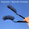 Cílios Postiços 25mm Diamond Cílios Holgráfico Borboleta Faux Mink Natural Volume Dramático Vermelho Azul Rosa Lantejoulas CíliosFalsos