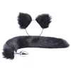 2pcs set y искусственный мех хвост металлический прикладный заглушка милая кошачья повязка на голову для ролевой вечеринки костюм проп