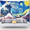 Tapisserie kanagawa vagues de peinture à l'huile mur de tapis mur suspendu imprimement de style bohème p