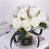 12 huvuden Artificial Rose Flower Bride Holding Bouquet Wedding Home Party Decoration Flores Artificiales Silk Rose Branch