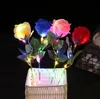 Glödande konstgjorda rosor Blommor Festdekoration Led Light Up Lång stjälk Fake Silk Rose för DIY Bröllopsbukett Bord Mittpunkt Hem Atmosfär Rekvisita