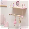 Other Home Decor Garden Nordic Style Child Nursery Room Decoration Wooden Bead Double Shelf Childrens Soft Wall Drop Delivery 2021 V29X8