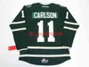 raro STITCHED CUSTOM JOHN CARLSON OHL LONDON KNIGHTS GREEN CCM Maglia da hockey Aggiungi qualsiasi nome Numero Uomo Gioventù Donna XS-5XL